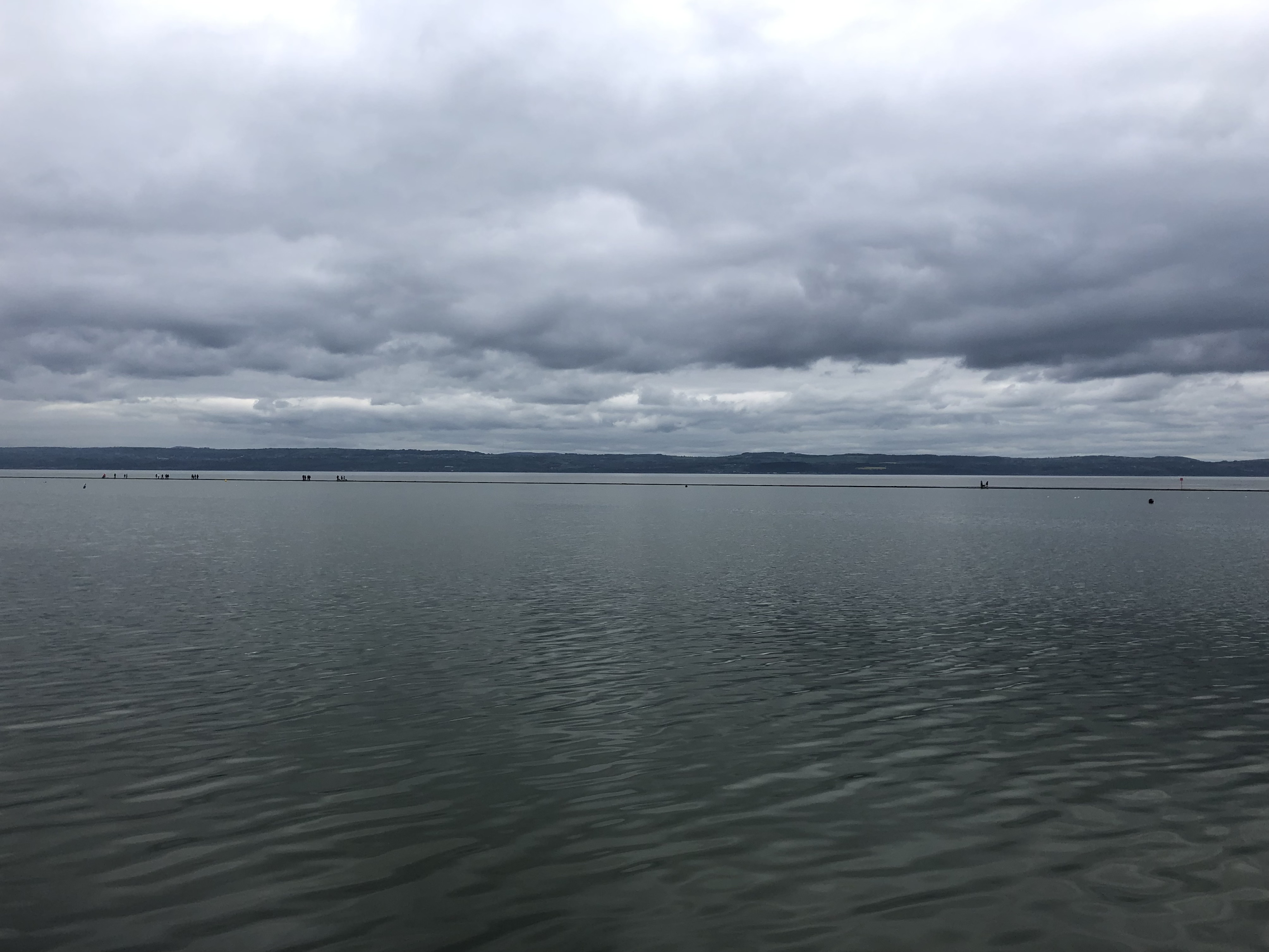 grey clouds over Marine Lake, West Kirby, UK